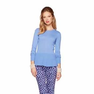 Lilly Pulitzer Blue Peplum Sweater w/Back Buttons